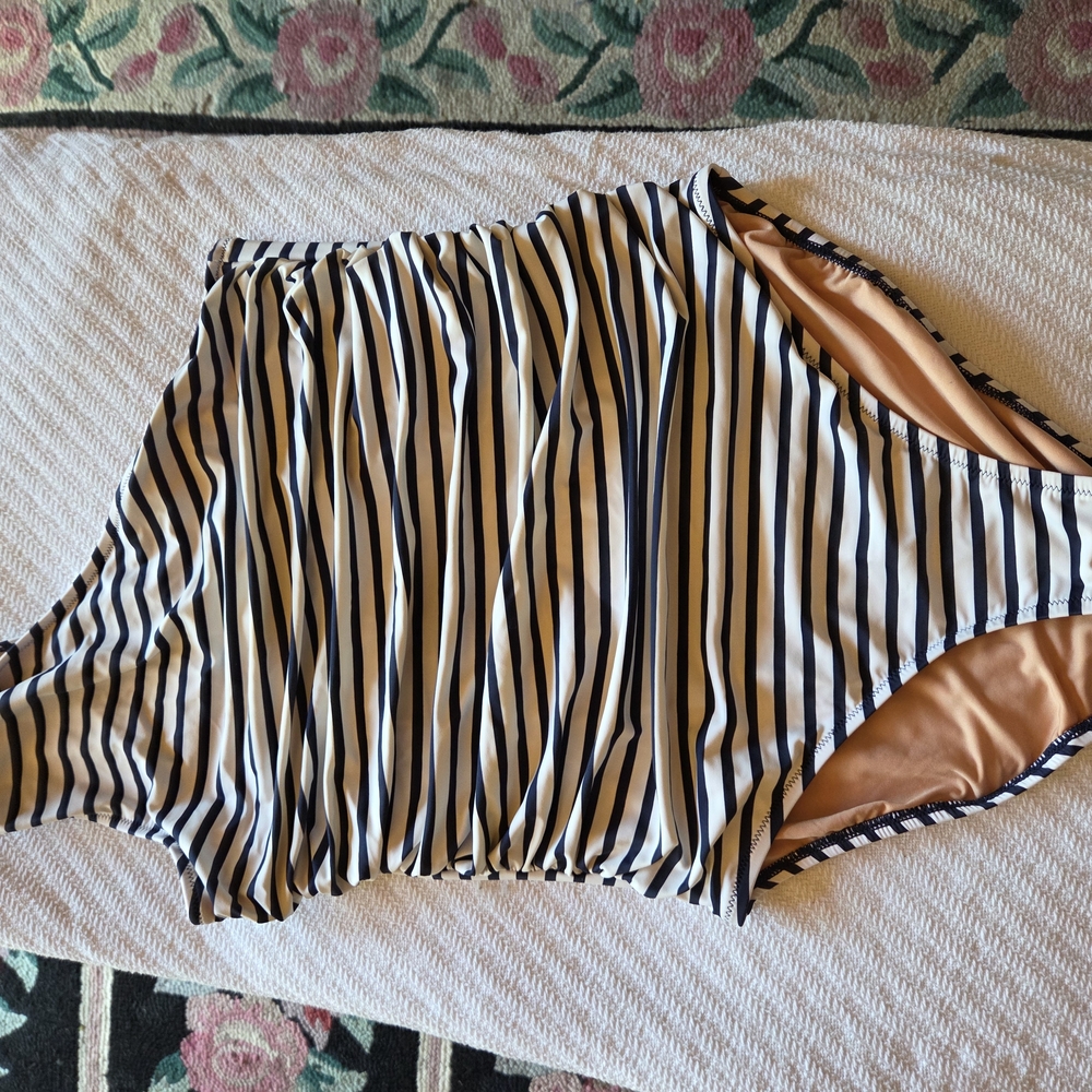 J. Crew Navy and White Striped One Piece Swimsuit